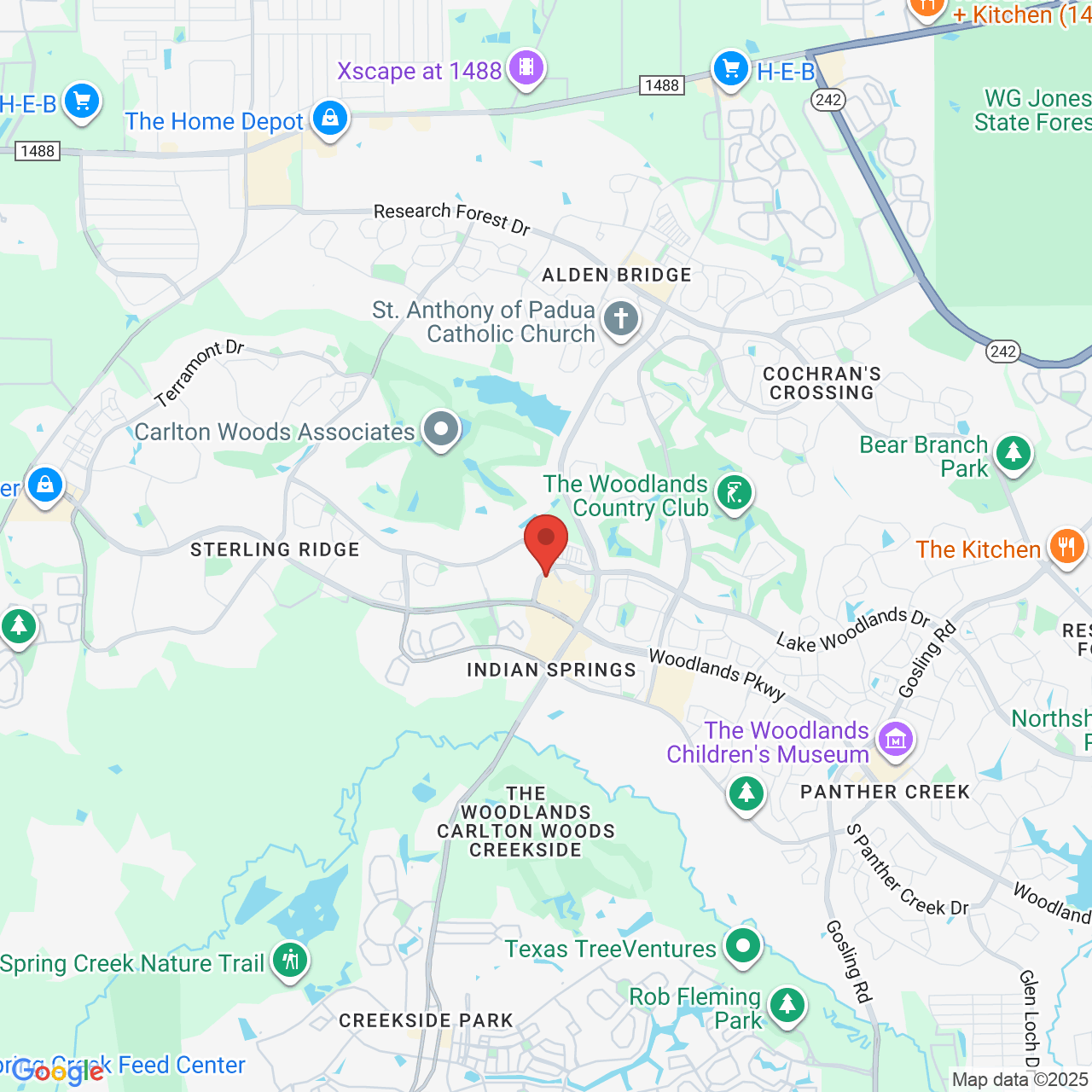 Google map image of our location in 6769 Lake Woodlands Dr The Woodlands, TX